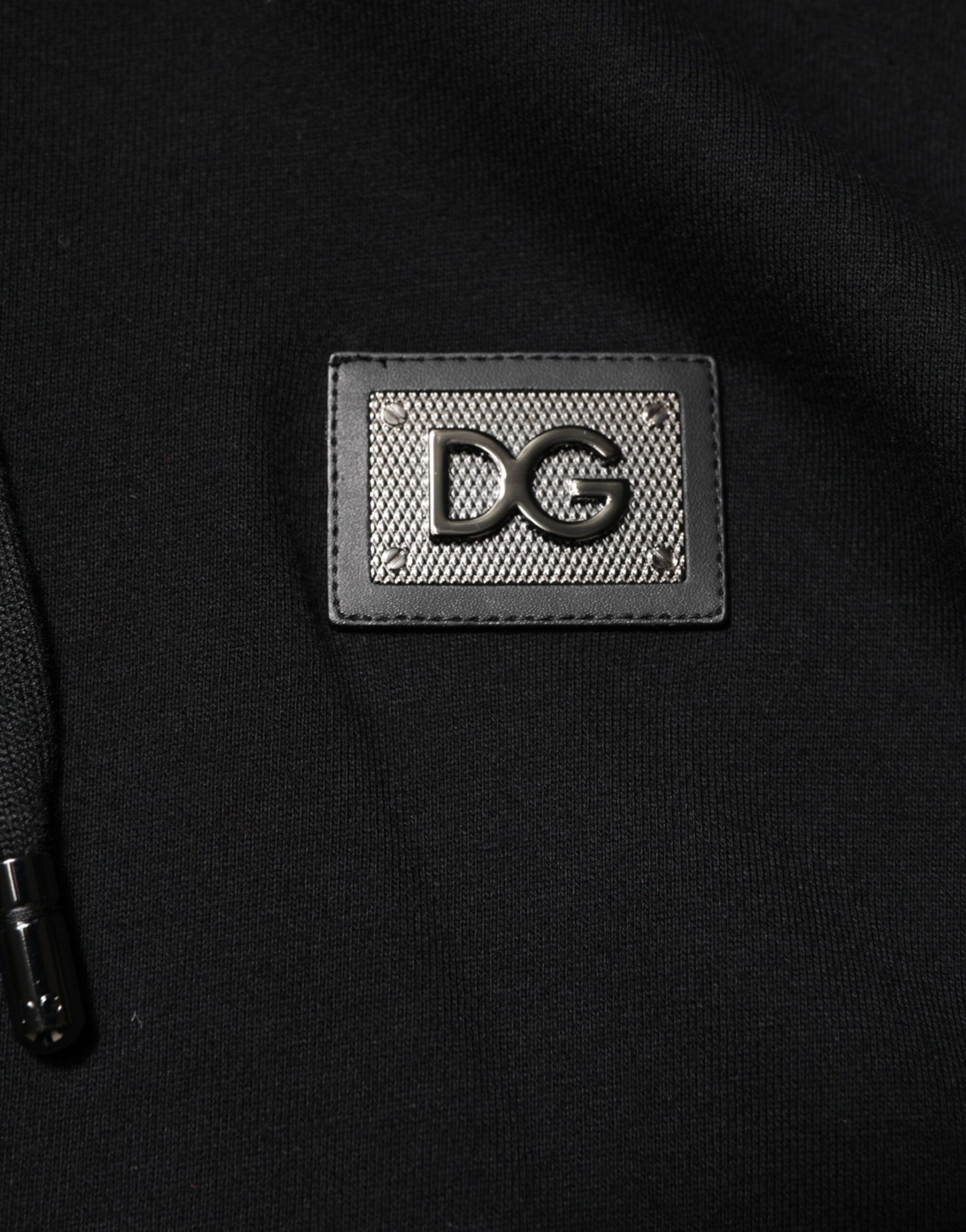 Black Cotton Plaque Track Cardigan Sweater-Dolce & Gabbana-LabelTerrace.com