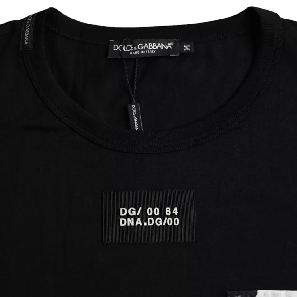 Black Cotton Pocket Short Sleeves Men T-shirt-Dolce & Gabbana-LabelTerrace.com
