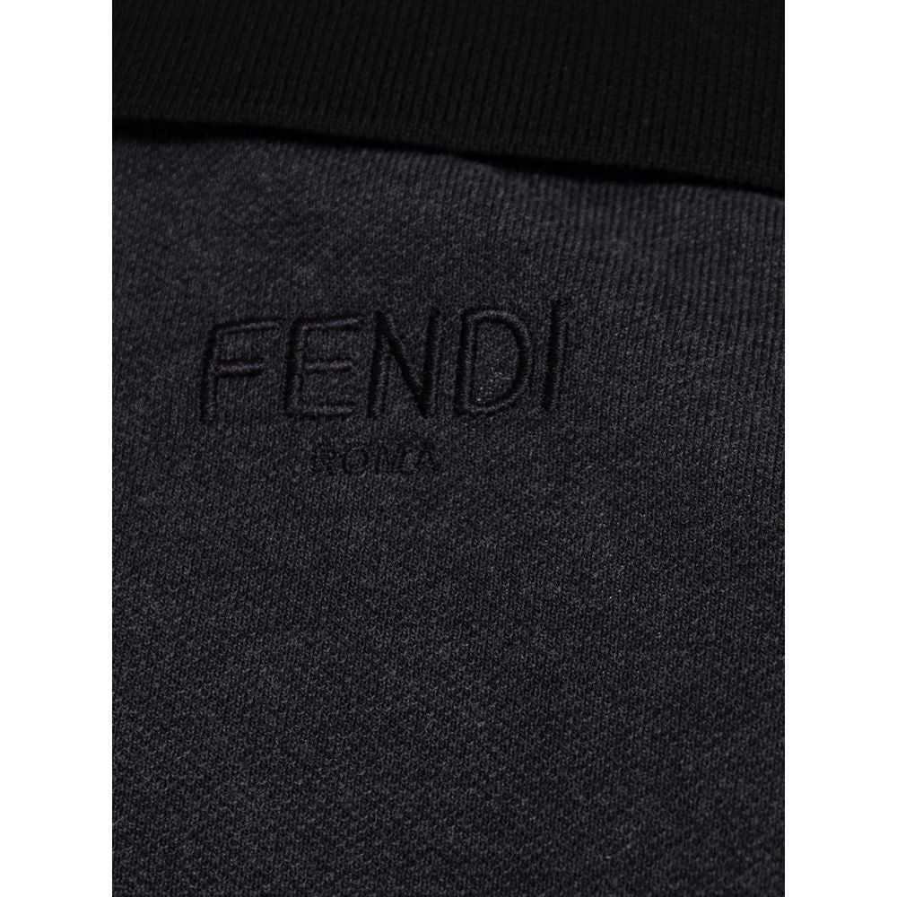 Black Cotton Polo Shirt-Fendi-LabelTerrace.com