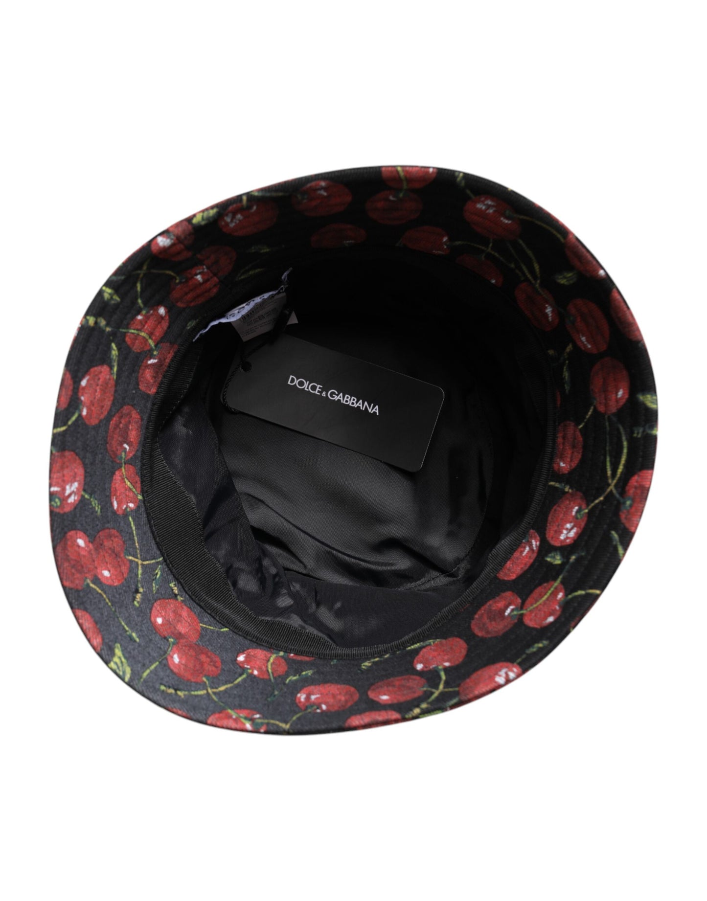 Black Cotton Printed Wide Brim Bucket Hat-Dolce & Gabbana-LabelTerrace.com