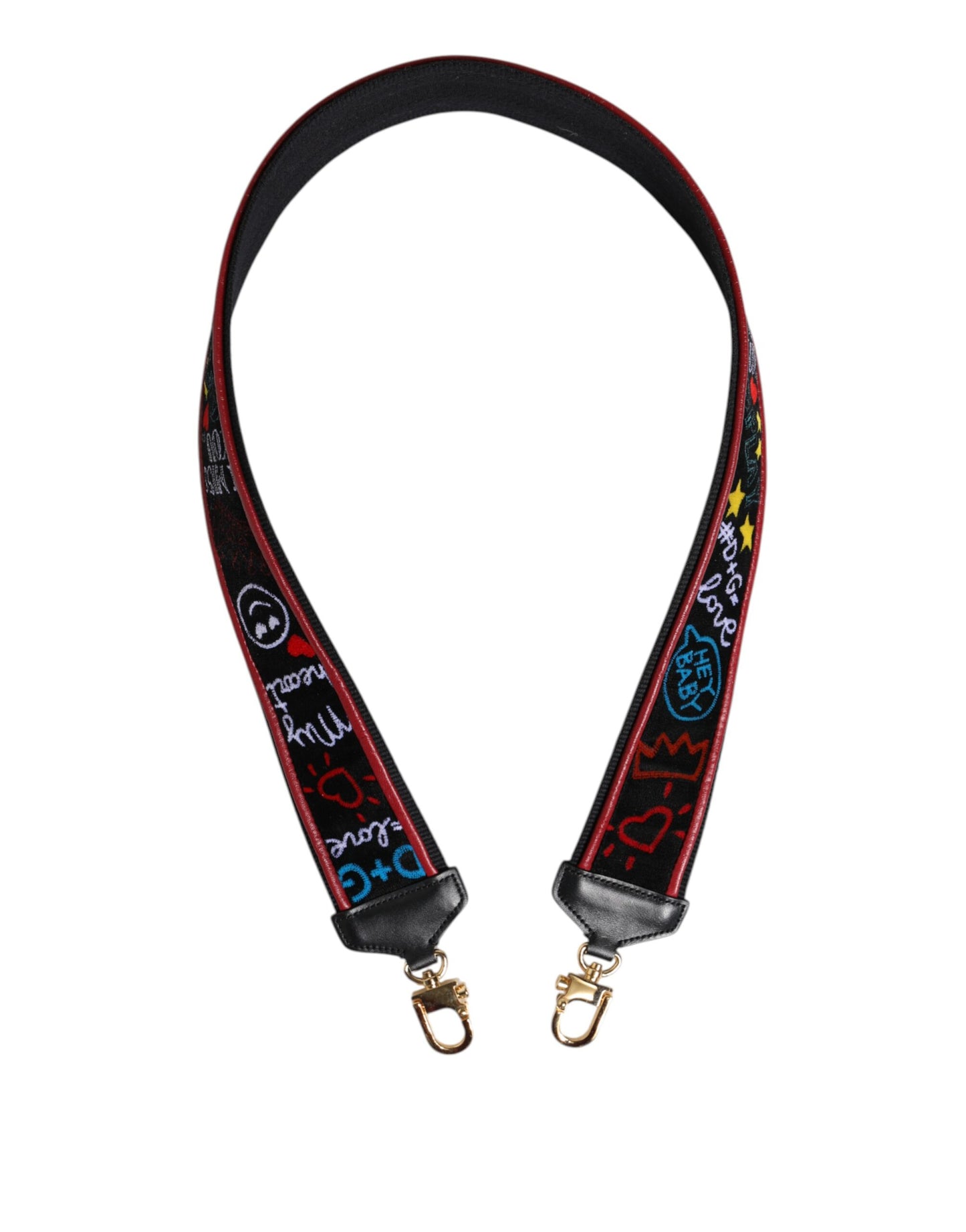 Black Cotton Printed Women Bag Accessory Shoulder Strap-Dolce & Gabbana-LabelTerrace.com