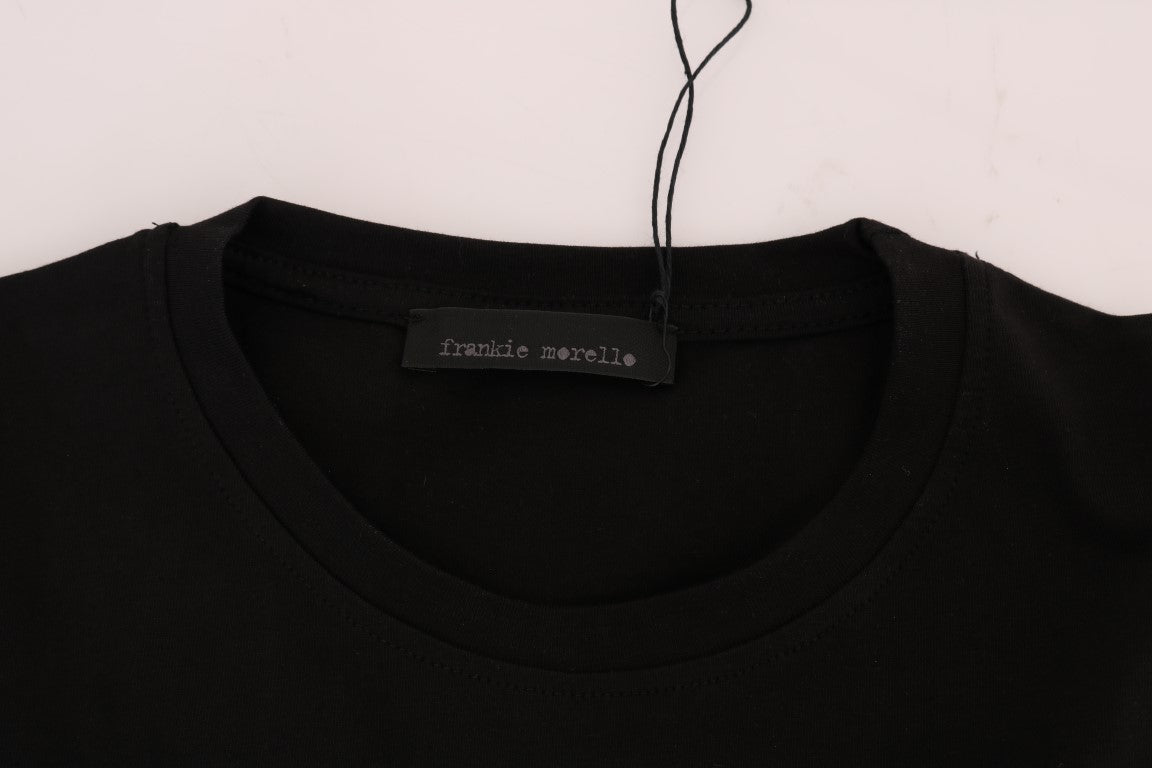 Black Cotton RIDERS Crewneck T-Shirt-Frankie Morello-LabelTerrace.com