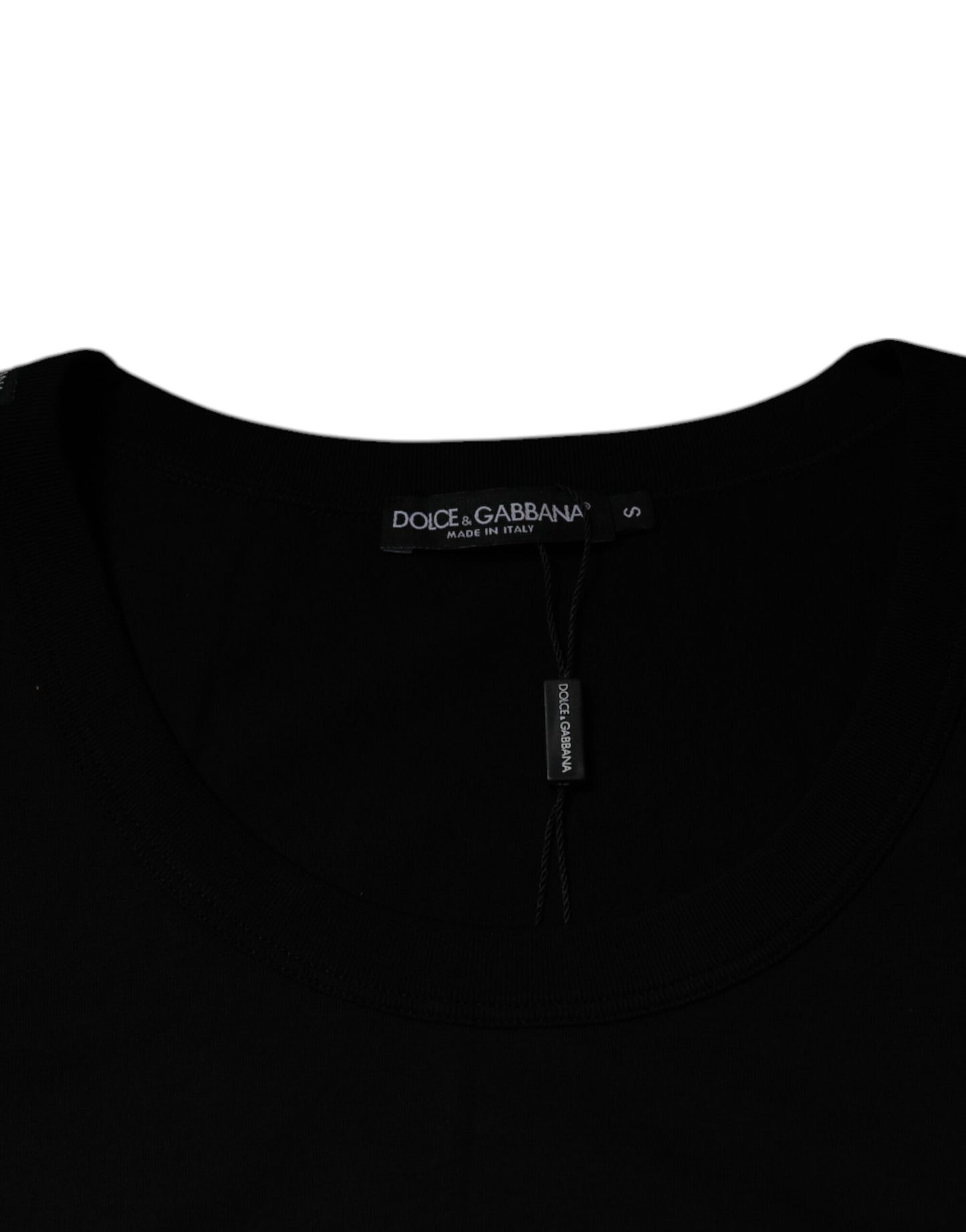 Black Cotton Round Neck Sleeveless T-shirt-Dolce & Gabbana-LabelTerrace.com