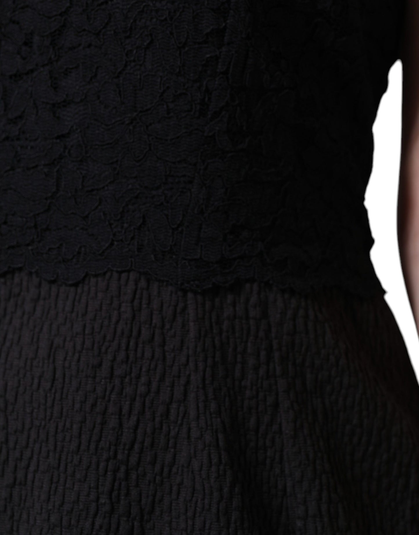 Black Cotton Sheath Knee Length Dress-Dolce & Gabbana-LabelTerrace.com