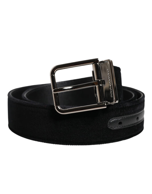 Black Cotton Silver Metal Buckle Belt-Dolce & Gabbana-LabelTerrace.com
