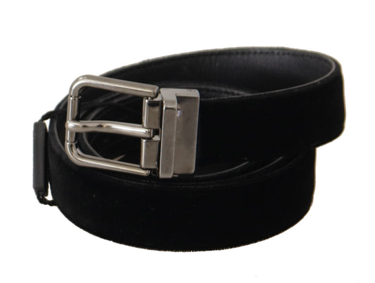 Black Cotton Silver Tone Metal Buckle Belt-Dolce & Gabbana-LabelTerrace.com