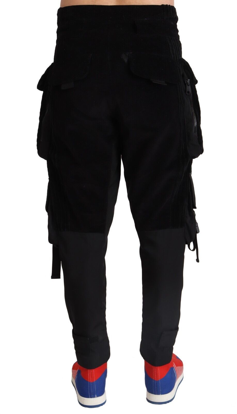 Black Cotton Skinny Corduroy Cargo Pants-Dolce & Gabbana-LabelTerrace.com