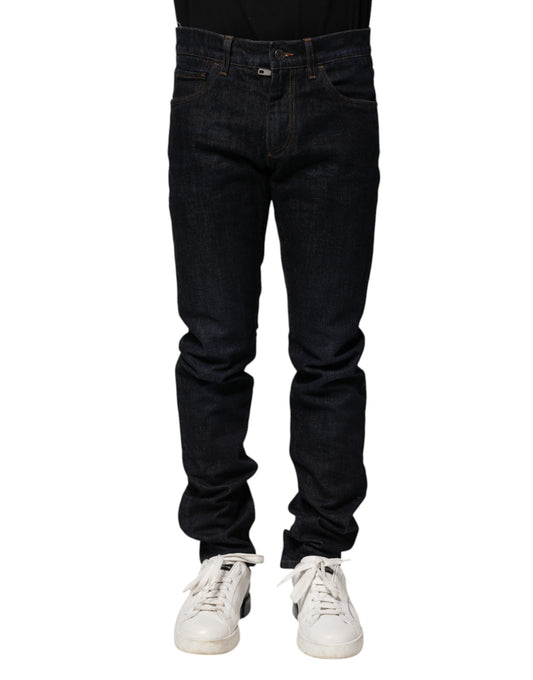 Black Cotton Skinny Denim Men Jeans-Dolce & Gabbana-LabelTerrace.com