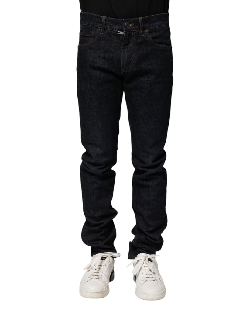 Black Cotton Skinny Denim Men Jeans-Dolce & Gabbana-LabelTerrace.com