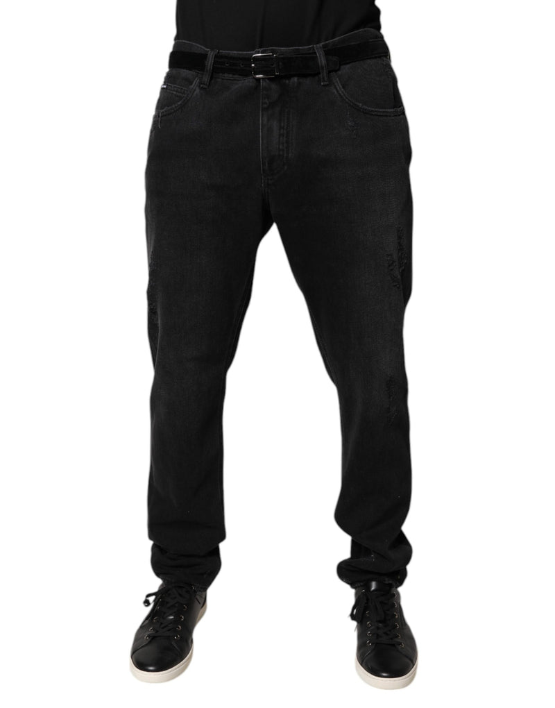 Black Cotton Skinny Men Denim Jeans-Dolce & Gabbana-LabelTerrace.com