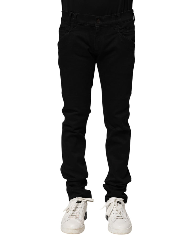 Black Cotton Skinny Men Denim Jeans-Dolce & Gabbana-LabelTerrace.com