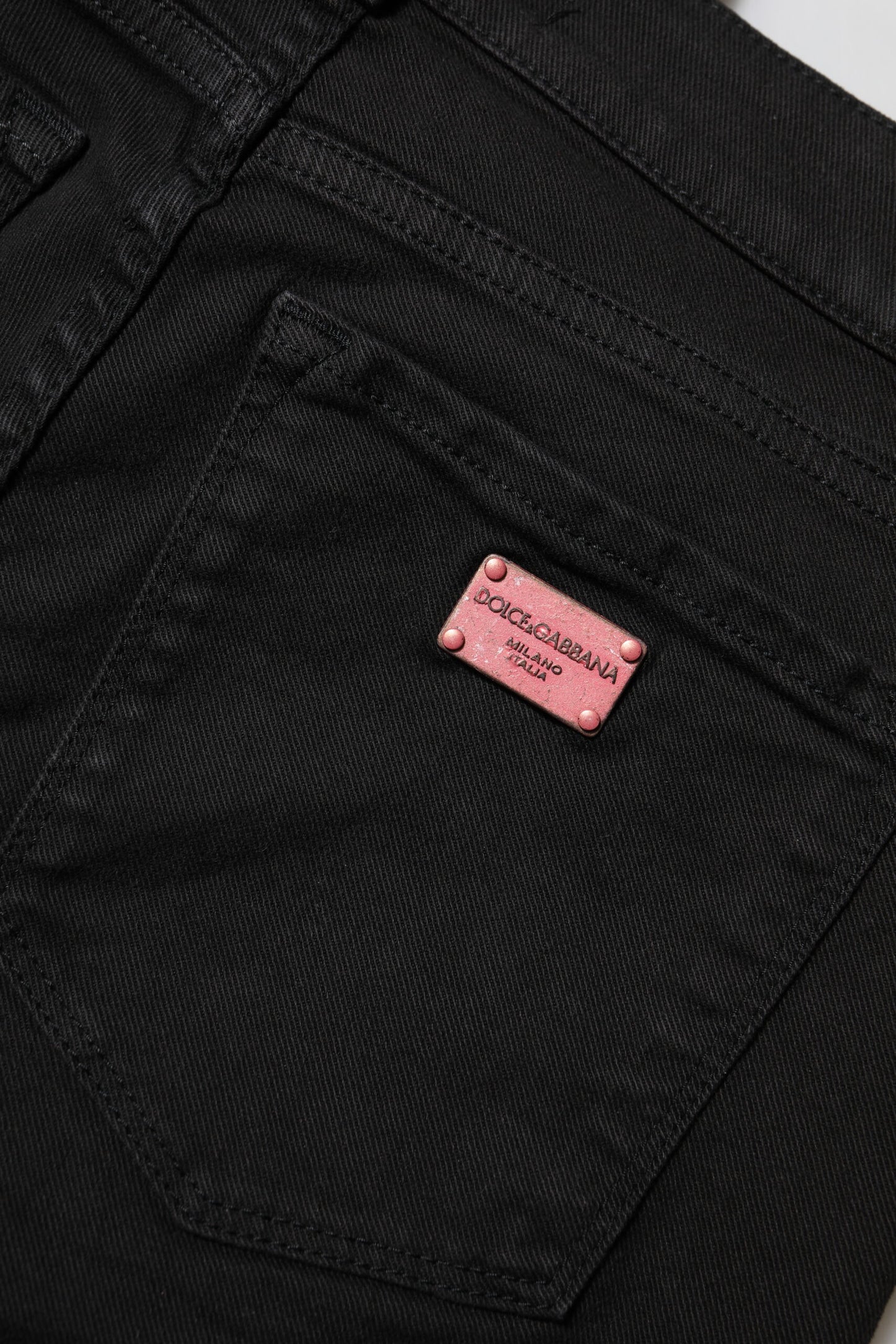 Black Cotton Skinny Mid Waist Denim Jeans-Dolce & Gabbana-LabelTerrace.com