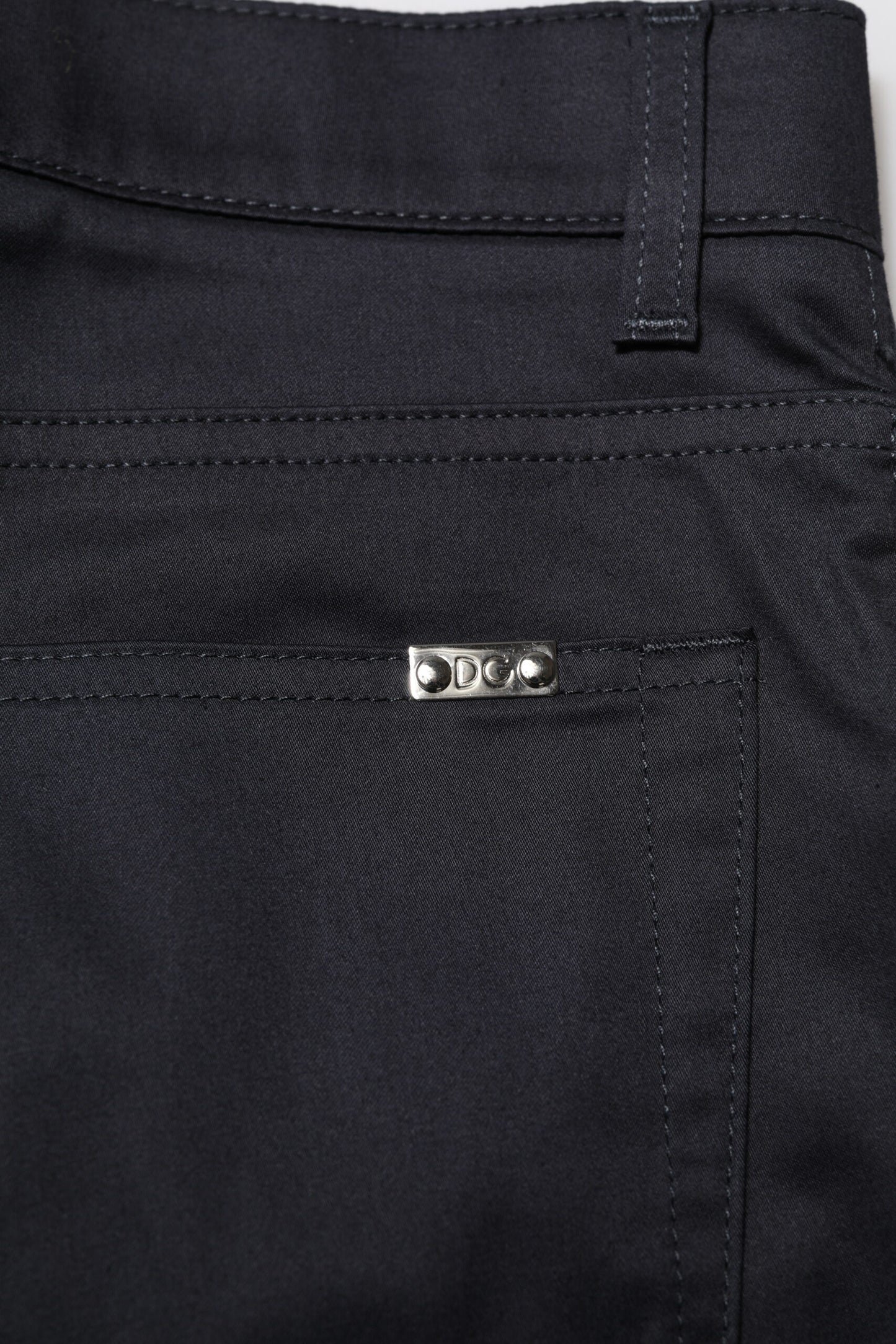 Black Cotton Skinny Mid Waist Pants-Dolce & Gabbana-LabelTerrace.com