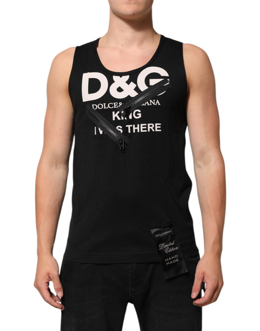 Black Cotton Sleeveless Tank Top DG Logo Men T-shirt-Dolce & Gabbana-LabelTerrace.com