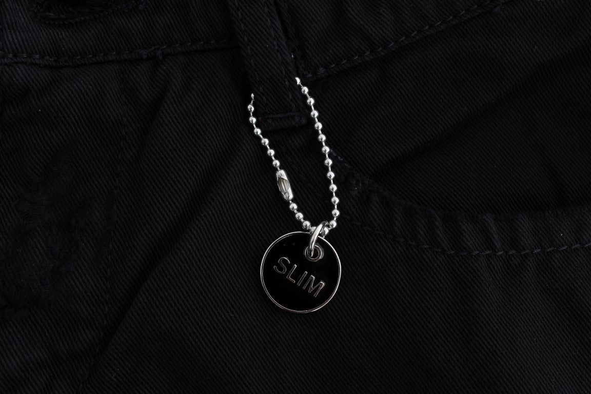 Black Cotton Slim Fit Bootcut Jeans-Costume National-LabelTerrace.com