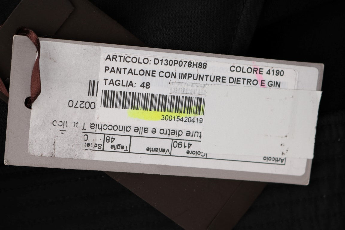 Black Cotton Slim Fit Casual Pants-Ermanno Scervino-LabelTerrace.com