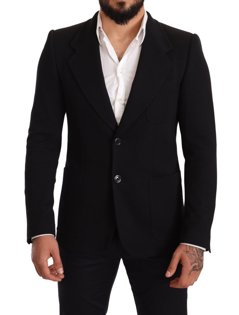 Black Cotton Slim Fit Coat Jacket Blazer