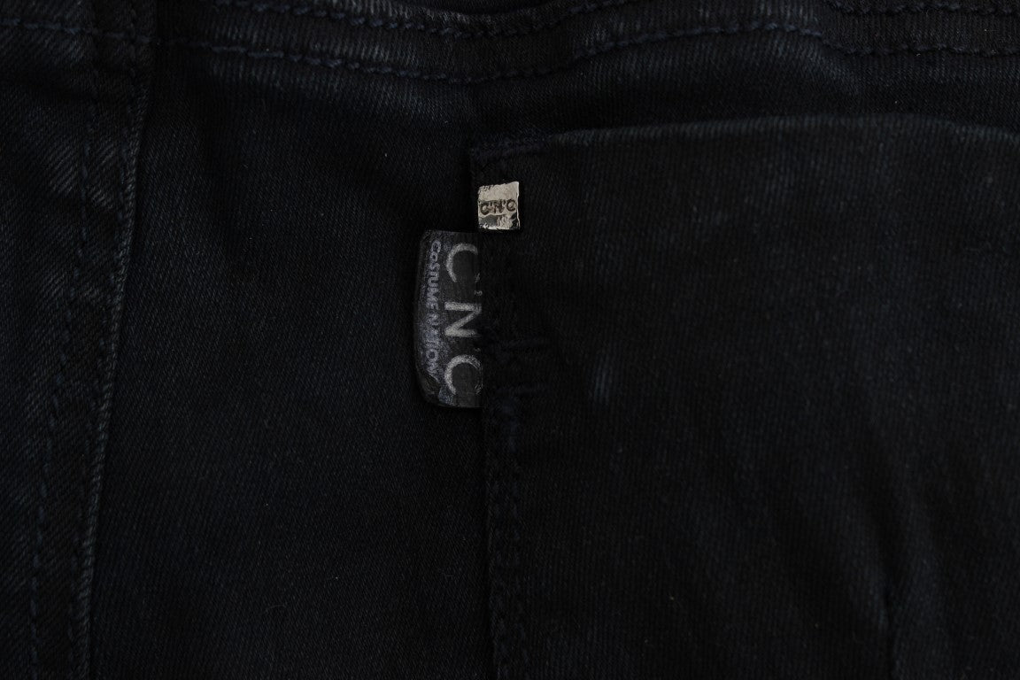 Black Cotton Slim Fit Denim Jeans-Costume National-LabelTerrace.com