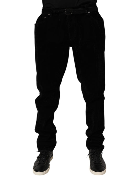 Black Cotton Slim Fit Denim Trouser Jeans-Dolce & Gabbana-LabelTerrace.com