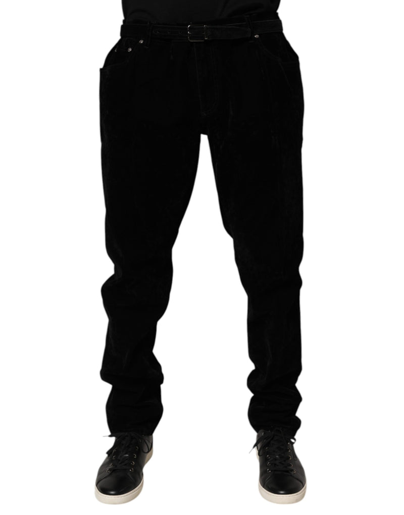 Black Cotton Slim Fit Denim Trouser Jeans-Dolce & Gabbana-LabelTerrace.com
