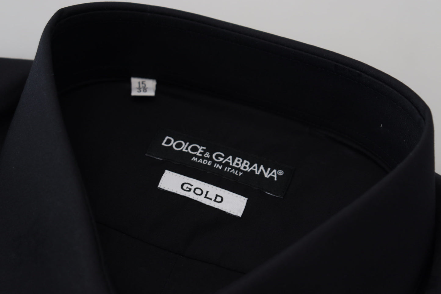 Black Cotton Slim Fit Formal Dress GOLD Shirt-Dolce & Gabbana-LabelTerrace.com