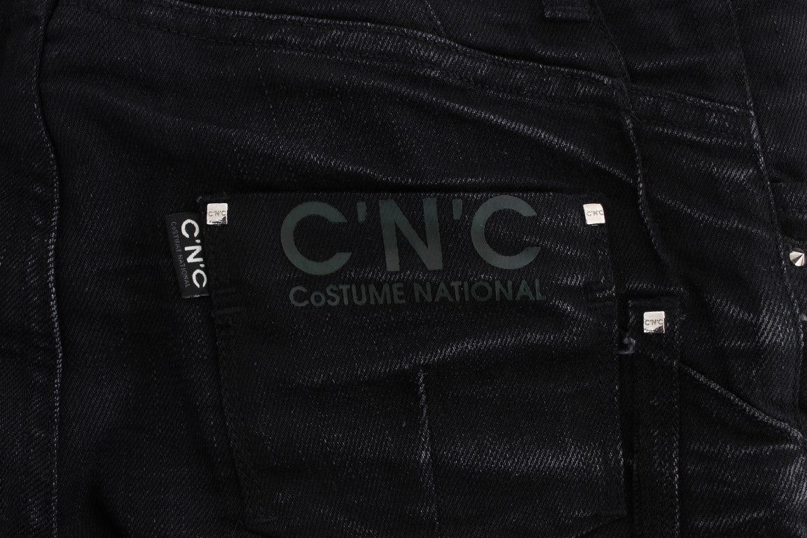 Black Cotton Slouchy Slims Fit Jeans-Costume National-LabelTerrace.com