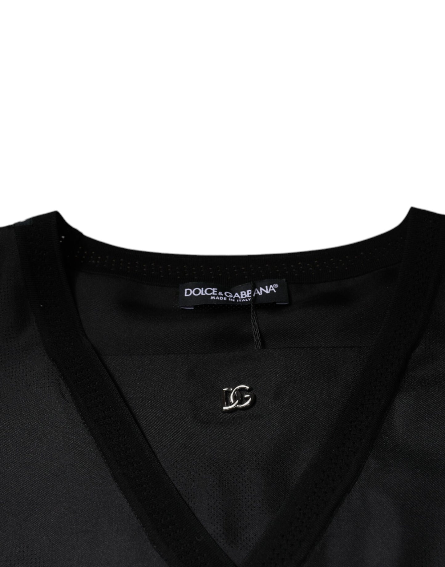 Black Cotton Square Neck Short Sleeve T-shirt-Dolce & Gabbana-LabelTerrace.com