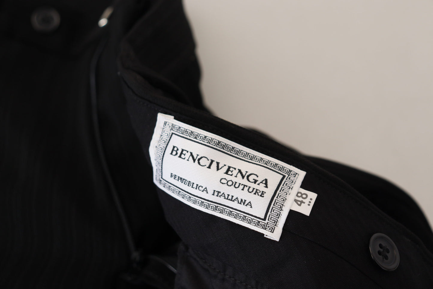 Black Cotton Straight Fit Men Formal Pants-BENCIVENGA-LabelTerrace.com