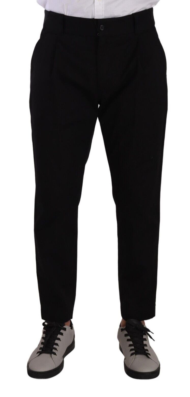 Black Cotton Stretch Chinos Trouser Jeans-Dolce & Gabbana-LabelTerrace.com