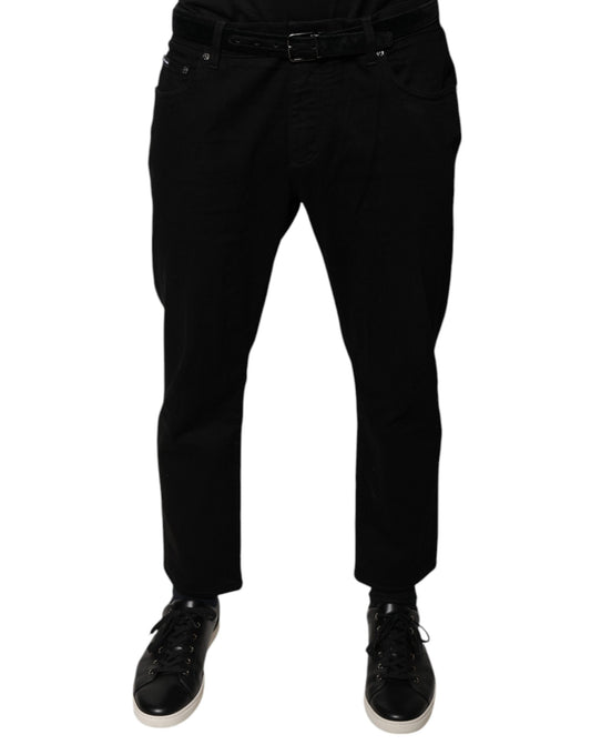 Black Cotton Stretch Logo Skinny Denim Jeans-Dolce & Gabbana-LabelTerrace.com
