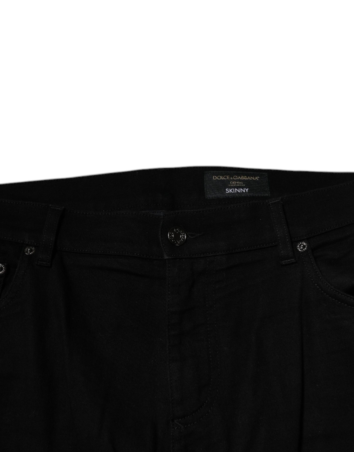 Black Cotton Stretch Logo Skinny Denim Jeans-Dolce & Gabbana-LabelTerrace.com