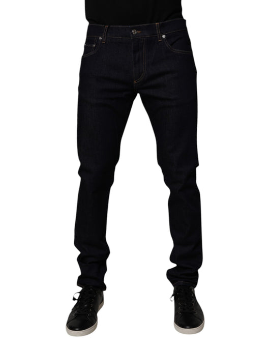 Black Cotton Stretch Men Skinny Denim Jeans-Dolce & Gabbana-LabelTerrace.com