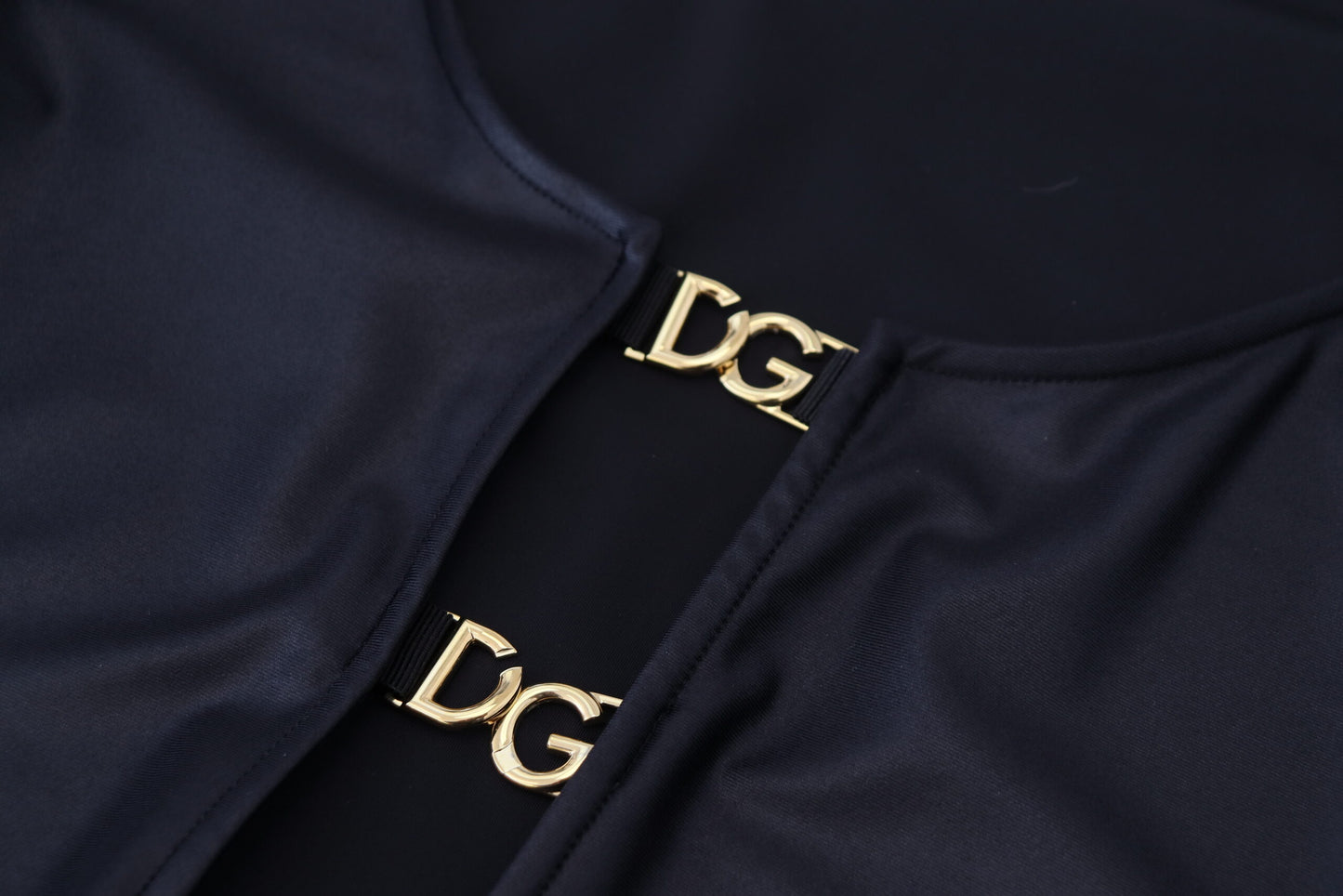Black Cotton Stretch Open Chest 3/4 Sleeve Top-Dolce & Gabbana-LabelTerrace.com