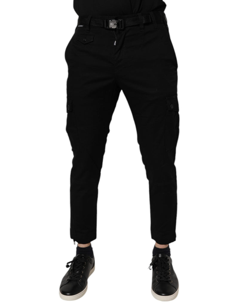 Black Cotton Stretch Skinny Cargo Denim Jeans-Dolce & Gabbana-LabelTerrace.com