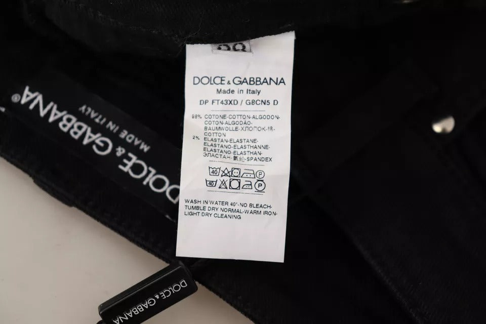 Black Cotton Stretch Skinny Denim Jeans-Dolce & Gabbana-LabelTerrace.com