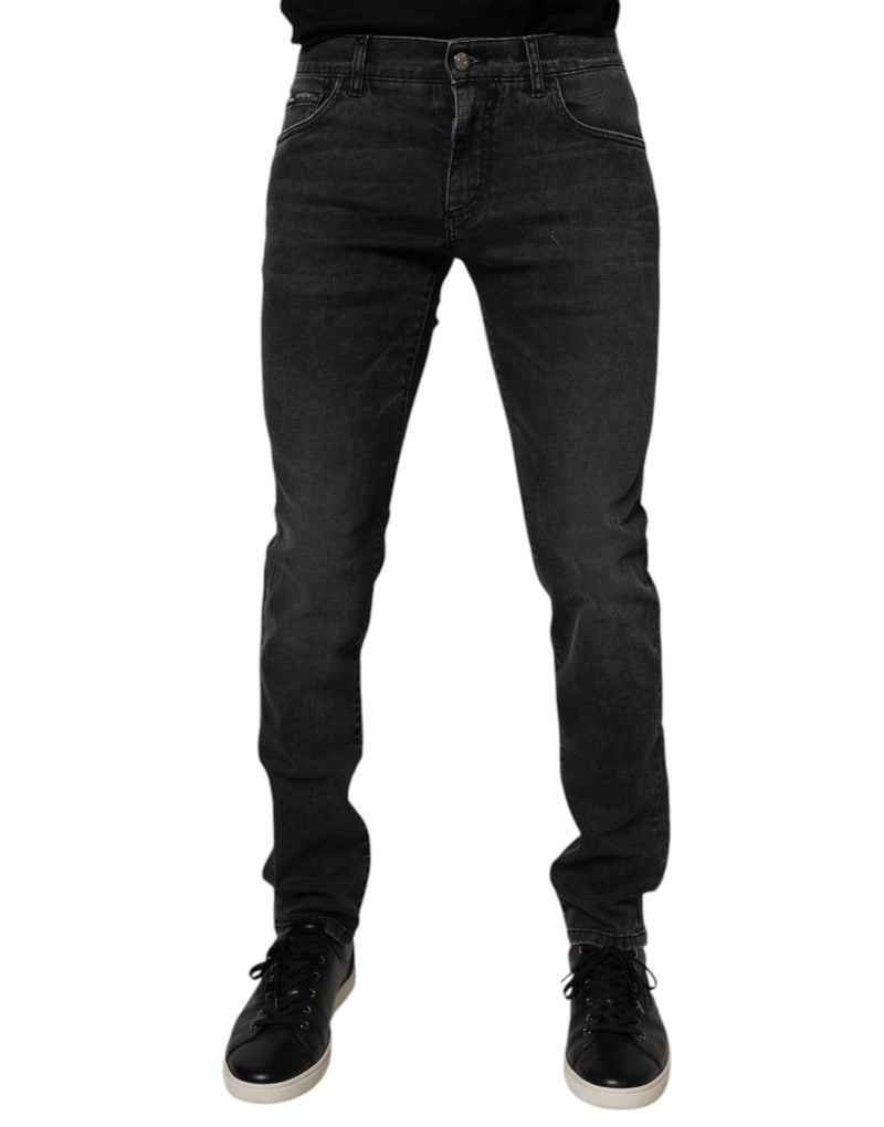 Black Cotton Stretch Skinny Men Denim Jeans-Dolce & Gabbana-LabelTerrace.com