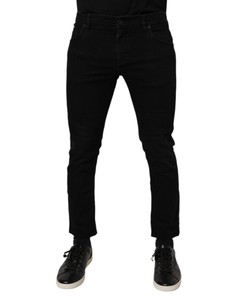 Black Cotton Stretch Skinny Men Denim Jeans-Dolce & Gabbana-LabelTerrace.com