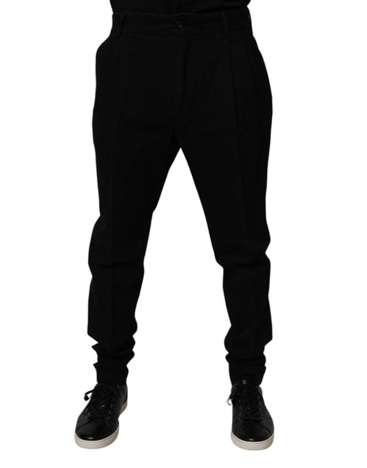 Black Cotton Stretch Skinny Pants-Dolce & Gabbana-LabelTerrace.com