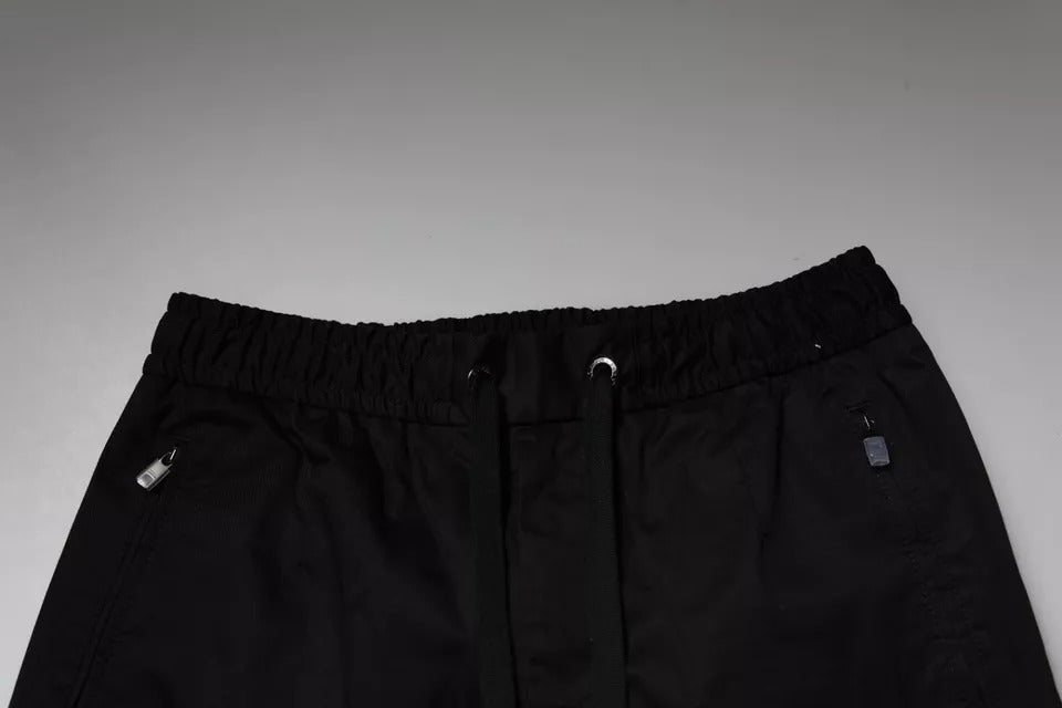 Black Cotton Stretch Skinny Sweatpants Pants-Dolce & Gabbana-LabelTerrace.com