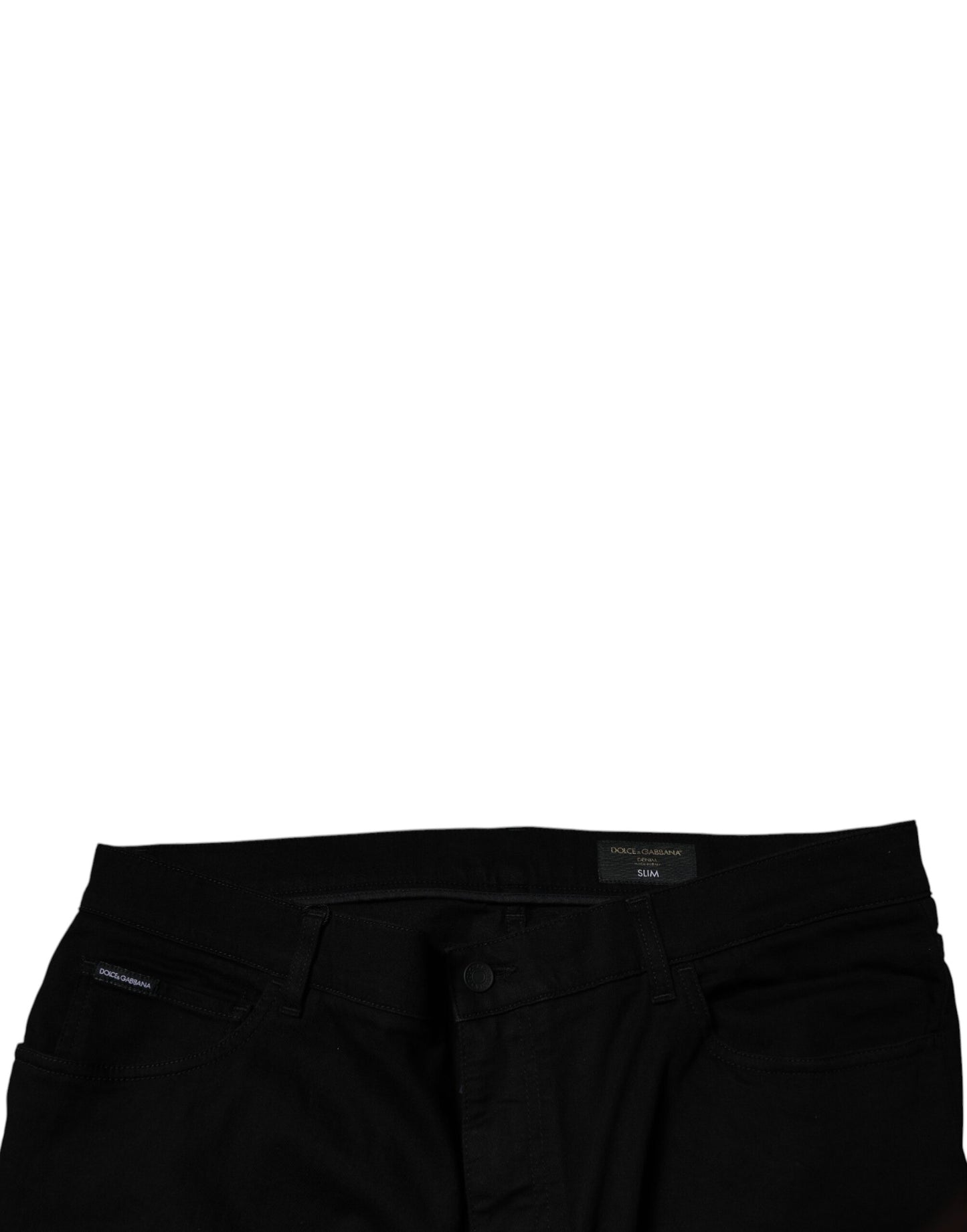 Black Cotton Stretch Slim Fit Denim Jeans-Dolce & Gabbana-LabelTerrace.com