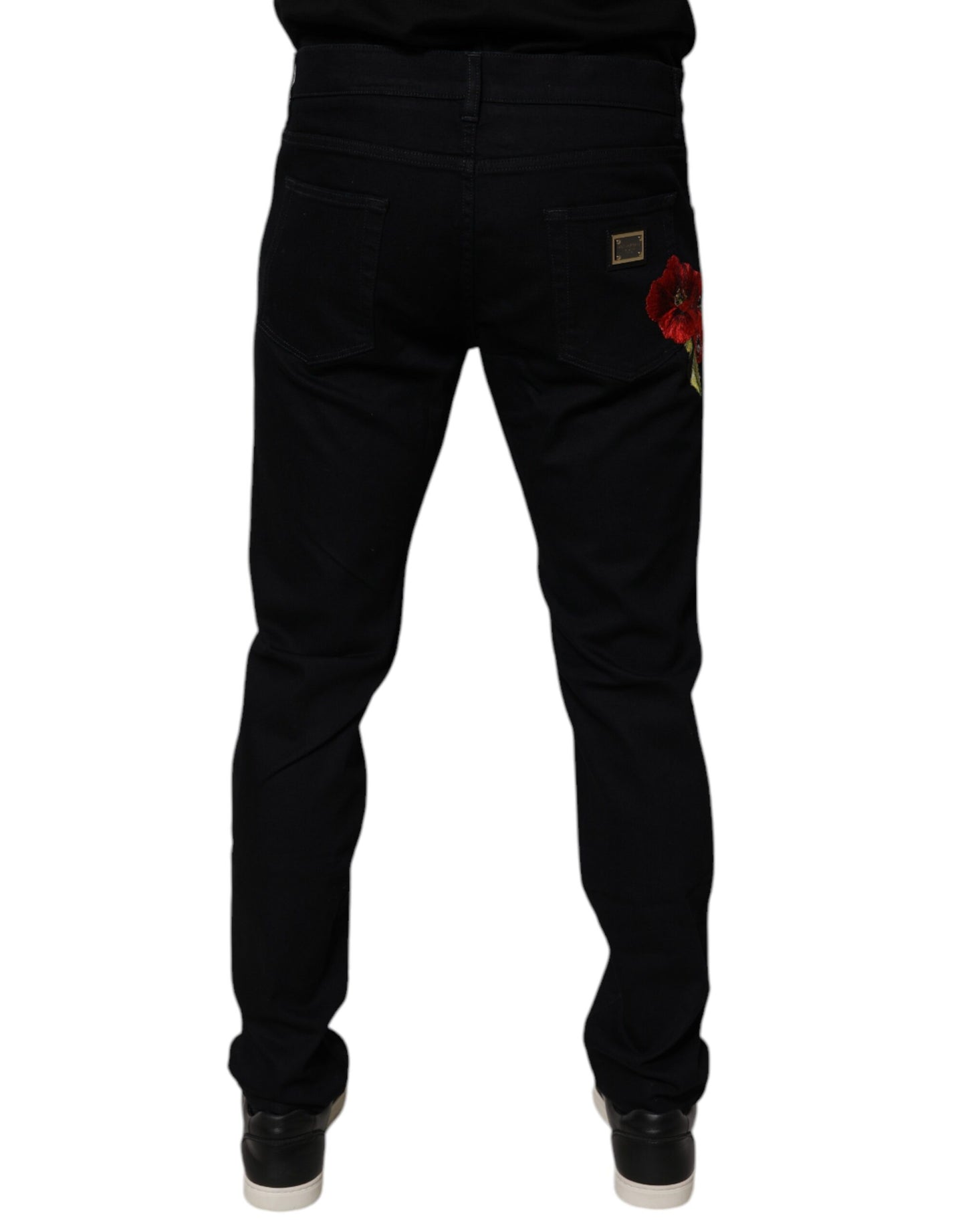 Black Cotton Stretch Slim Fit Men Denim Jeans-Dolce & Gabbana-LabelTerrace.com