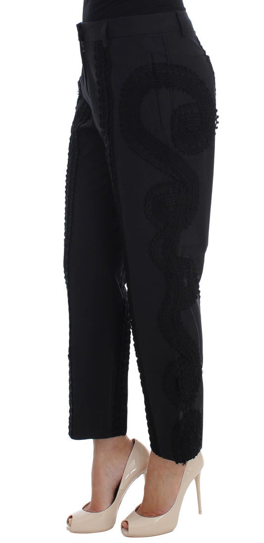 Black Cotton Stretch Torero Capris Pants-Dolce & Gabbana-LabelTerrace.com