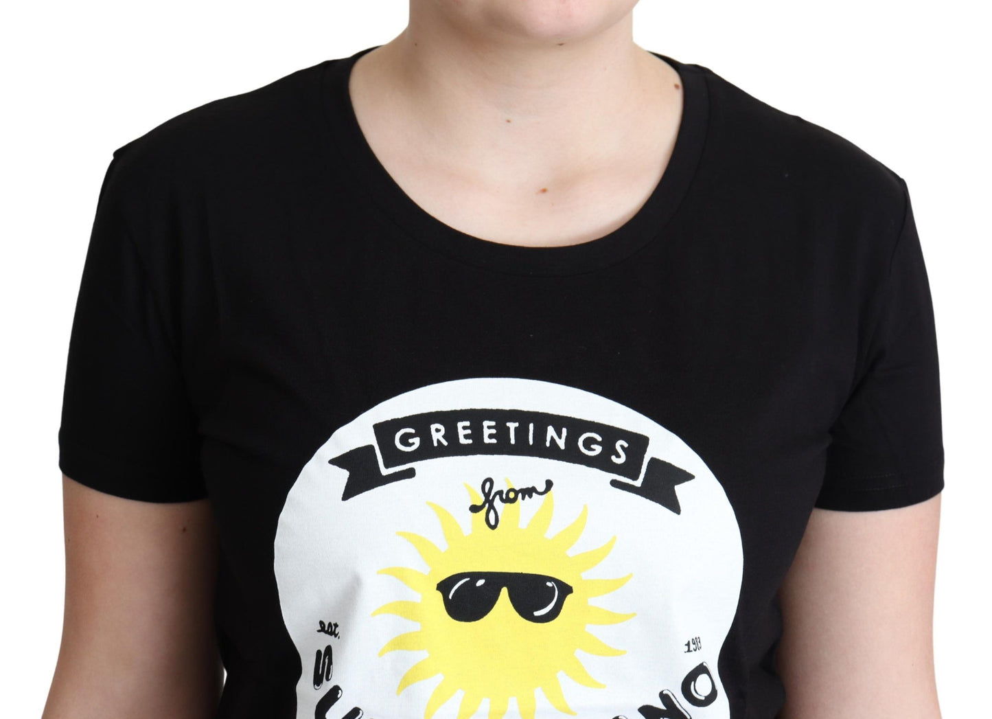 Black Cotton Sunny Milano Print T-shirt-Moschino-LabelTerrace.com