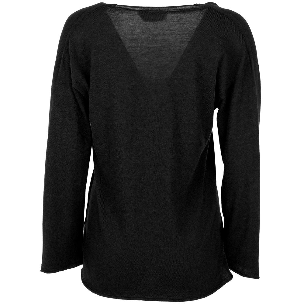 Black Cotton Sweater-Alpha Studio-LabelTerrace.com