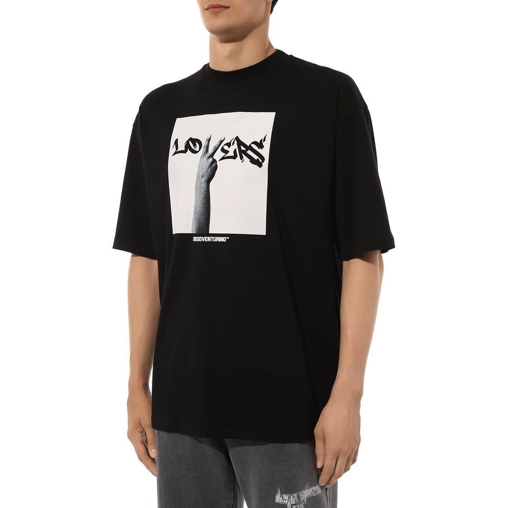 Black Cotton T-Shirt-Diego Venturino-LabelTerrace.com