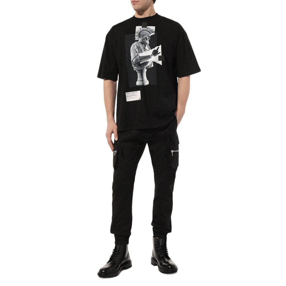 Black Cotton T-Shirt-Diego Venturino-LabelTerrace.com