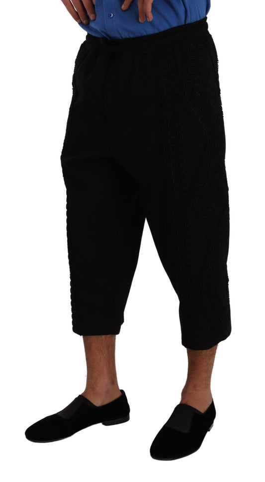 Black Cotton Torero Cropped Short Trouser Pants-Dolce & Gabbana-LabelTerrace.com