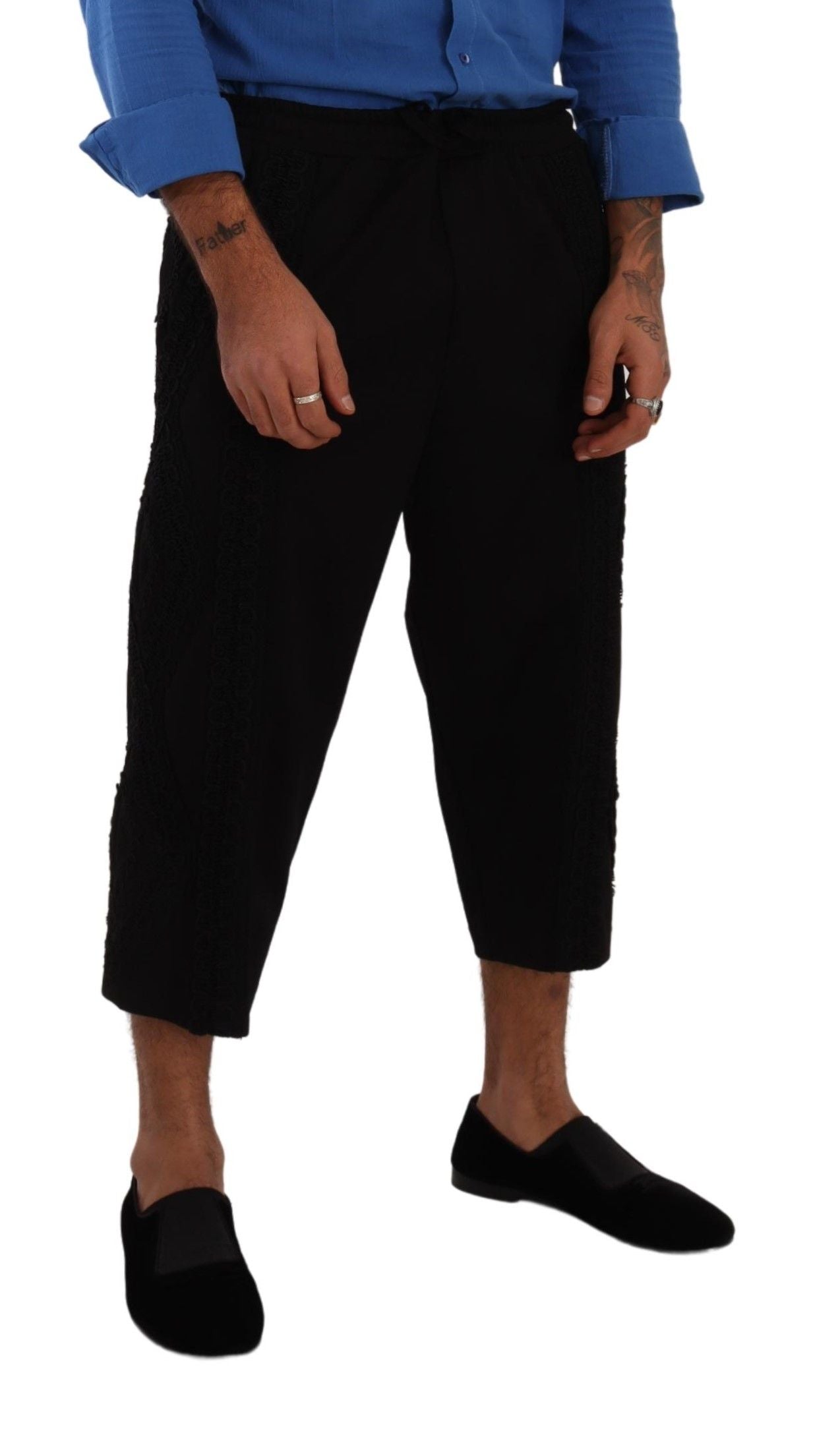 Black Cotton Torero Cropped Short Trouser Pants-Dolce & Gabbana-LabelTerrace.com