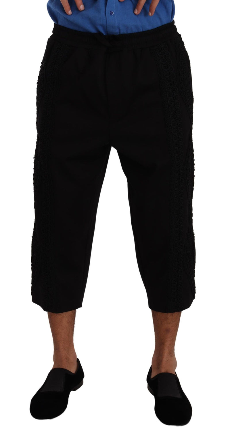 Black Cotton Torero Cropped Short Trouser Pants-Dolce & Gabbana-LabelTerrace.com