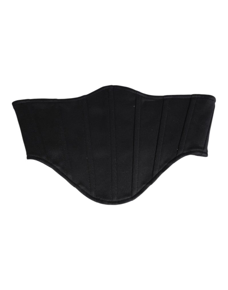 Black Cotton Waist Tuxedo Belt Cummerbund-Dolce & Gabbana-LabelTerrace.com